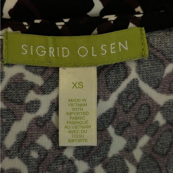 Sigrid Olsen Womens XS‎ Faux Wrap Dress Black White Burgundy Geometric Print - Picture 5 of 9